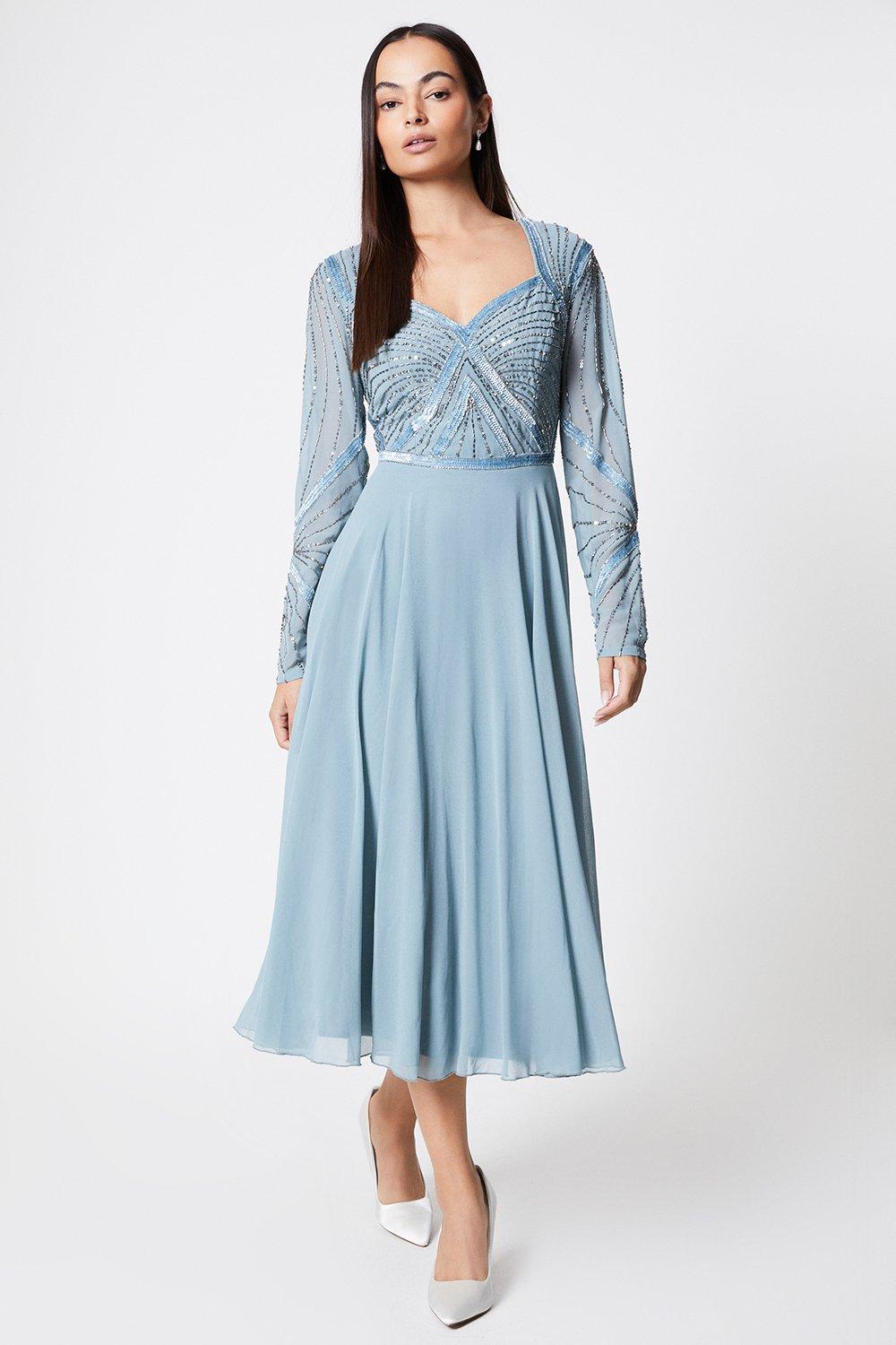 Dusty blue 2024 dress midi